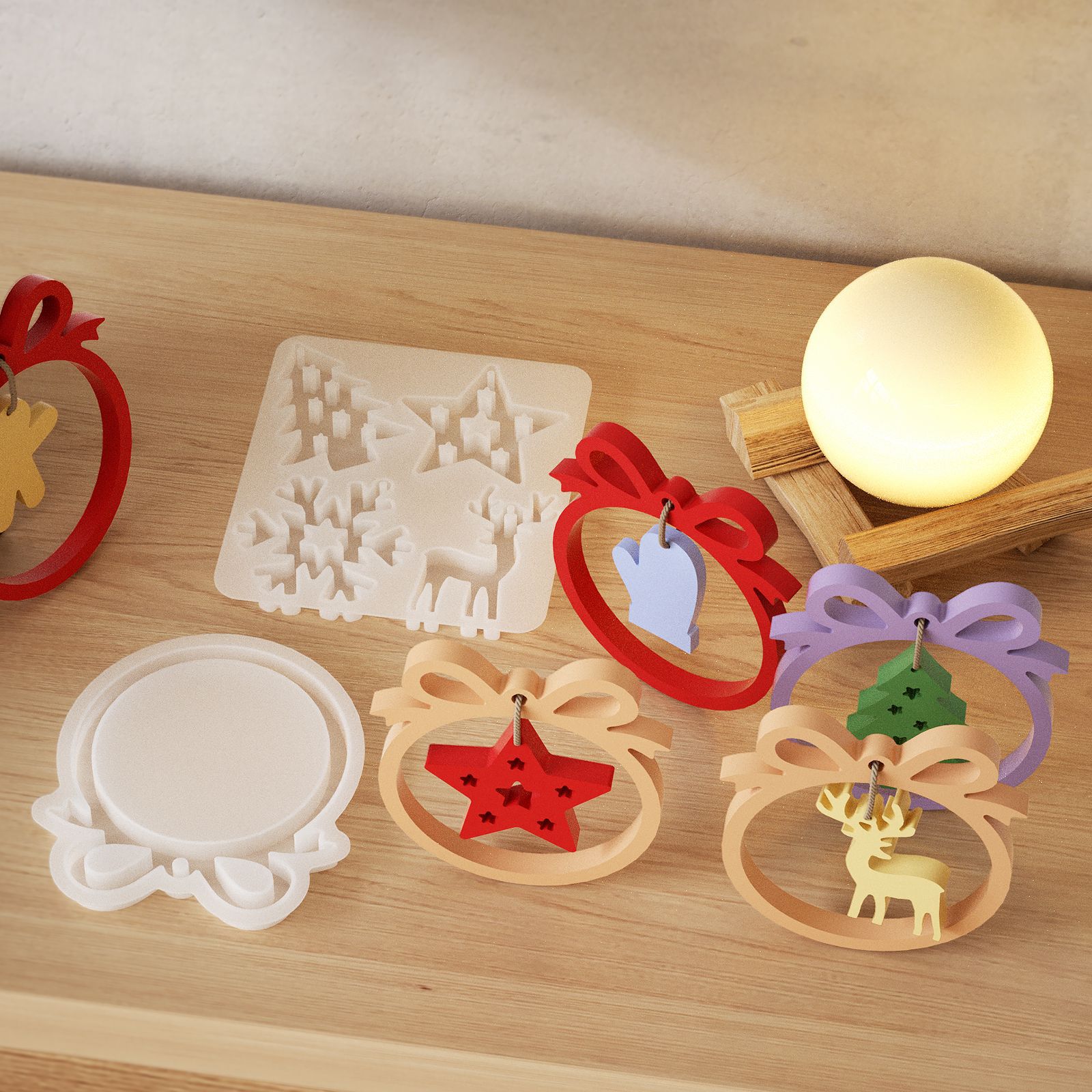 1/3 piece Christmas resin sili - Candle Mold Silicone review and price