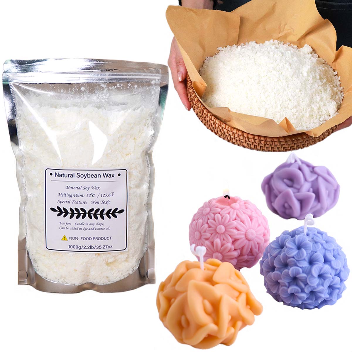 100/250/500/1000g Natural Soy  - Candle Making Soy Wax review and price