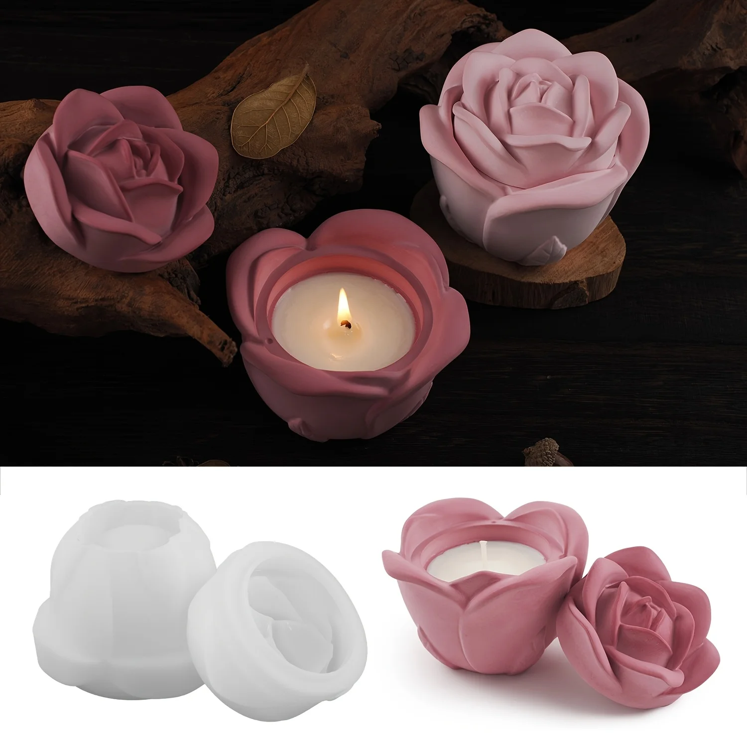 2-Piece Set Rose Shaped Silico - Candle Mold Silicone review and price